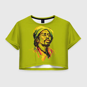 Женская футболка Cropp-top с принтом RastaArt 3 , 100% полиэстер | круглая горловина, длина футболки до линии талии, рукава с отворотами | art | bob marley | cannabis | rasta | rastaman | reggae | reggy | weed | боб марли | раста | растаман | регги | рэгги