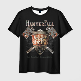 Мужская футболка 3D с принтом HammerFall , 100% полиэфир | прямой крой, круглый вырез горловины, длина до линии бедер | hammerfall | heavy metal | metal | группа | метал | музыка | пауэр метал | рок | хэви метал