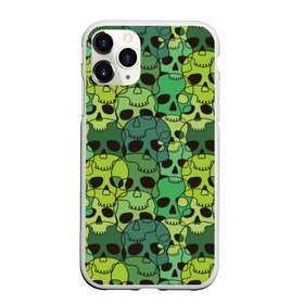 Чехол для iPhone 11 Pro Max матовый с принтом Зеленые черепа , Силикон |  | anger | black | death | drawing | green | horror | illustration | lime | look | marsh | scary | skull | terrible | болотный | взгляд | зеленый | злость | иллюстрация | рисунок | салатовый | страшный | ужас | ужасный | черепа | черный