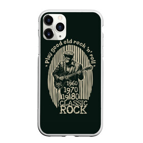 Чехол для iPhone 11 Pro Max матовый с принтом Старый рок-н-ролл , Силикон |  | beard | black | cap | clothes | color | guitar | guitarist | man | music | retro | rock | rock and roll | strip | vintage | white | афиша | белый | борода | винтаж | гитара | гитарист | звезда | звук | игра | кепка | классический | мужчина | музыка | музы