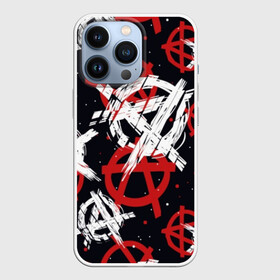 Чехол для iPhone 13 Pro с принтом Анархия ,  |  | Тематика изображения на принте: anarchy | black | color | dots | emblem | red | sign | symbol | white | анархия | белый | знак | красный | символ | точки | цвет | черный | эмблема