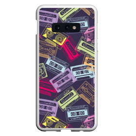 Чехол для Samsung S10E с принтом Разноцветные кассеты , Силикон | Область печати: задняя сторона чехла, без боковых панелей | audio | drawing | green | mauve | multicolored | music | purple | retro | turquoise | vintage | yellow | аудио | бирюза | винтаж | желтый | зеленый | кассета | лиловый | музыка | разноцветные | ретро | рисунок | фиолетовый