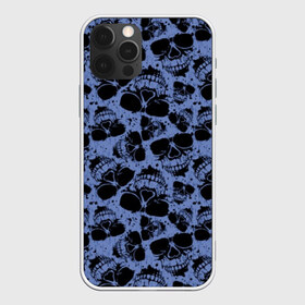 Чехол для iPhone 12 Pro Max с принтом Черепа , Силикон |  | abstraction | black | blue | bones | death | fear | grunge | halloween | horror | skeleton | skull | symbol | абстракция | гранж | кости | символ | синий | скелет | ужас | хэллоуин | череп | черный