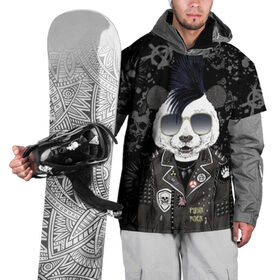 Накидка на куртку 3D с принтом Панда в косухе , 100% полиэстер |  | anarchy | bear | color | cool | icon | jacket | mohawk | music | panda | piercing | punk | purple | rock | skull | white | аксессуар | анархия | белый | значок | ирокез | круто | куртка | медведь | музыка | одежда | очки | панда | панк |