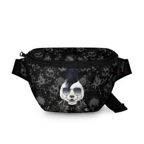 Поясная сумка 3D с принтом Панда в косухе , 100% полиэстер | плотная ткань, ремень с регулируемой длиной, внутри несколько карманов для мелочей, основное отделение и карман с обратной стороны сумки застегиваются на молнию | anarchy | bear | color | cool | icon | jacket | mohawk | music | panda | piercing | punk | purple | rock | skull | white | аксессуар | анархия | белый | значок | ирокез | круто | куртка | медведь | музыка | одежда | очки | панда | панк |
