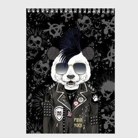 Скетчбук с принтом Панда в косухе , 100% бумага
 | 48 листов, плотность листов — 100 г/м2, плотность картонной обложки — 250 г/м2. Листы скреплены сверху удобной пружинной спиралью | Тематика изображения на принте: anarchy | bear | color | cool | icon | jacket | mohawk | music | panda | piercing | punk | purple | rock | skull | white | аксессуар | анархия | белый | значок | ирокез | круто | куртка | медведь | музыка | одежда | очки | панда | панк |