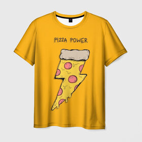 Мужская футболка 3D с принтом Сила пиццы , 100% полиэфир | прямой крой, круглый вырез горловины, длина до линии бедер | Тематика изображения на принте: 