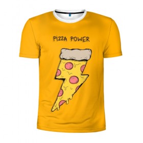Мужская футболка 3D спортивная с принтом Сила пиццы , 100% полиэстер с улучшенными характеристиками | приталенный силуэт, круглая горловина, широкие плечи, сужается к линии бедра | Тематика изображения на принте: 
