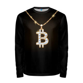 Мужской лонгслив 3D с принтом Бриллиантовый биткоин , 100% полиэстер | длинные рукава, круглый вырез горловины, полуприлегающий силуэт | bitcoin | black | chain | color | diamond | emblem | gold | golden | hip hop | logo | luxury | money | style | symbol | алмаз | блеск | блестящий | бриллиант | валюта | деньги | знак | золото | золотой | криптовалюта | кулон | логотип | люкс | роскошь | с