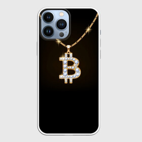 Чехол для iPhone 13 Pro Max с принтом Бриллиантовый биткоин ,  |  | Тематика изображения на принте: bitcoin | black | chain | color | diamond | emblem | gold | golden | hip hop | logo | luxury | money | style | symbol | алмаз | блеск | блестящий | бриллиант | валюта | деньги | знак | золото | золотой | криптовалюта | кулон | логотип | люкс | роскошь | с