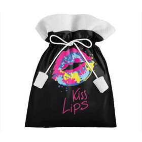 Подарочный 3D мешок с принтом Kiss Lips , 100% полиэстер | Размер: 29*39 см | 
