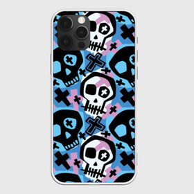 Чехол для iPhone 12 Pro Max с принтом Черепа , Силикон |  | black | blue | crosses | graffiti | halloween | ornament | pattern | pink | skull | white | белый | граффити | кресты | орнамент | розовый | синий | узор | хэллоуин | черепа | черный