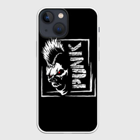 Чехол для iPhone 13 mini с принтом Punk ,  |  | Тематика изображения на принте: anarchy | anger | black | emblem | hair | hairstyle | horror | illustration | look | mohawk | punk | red | scar | scary | skull | terrible | white | анархия | белый | взгляд | волосы | злость | иллюстрация | ирокез | красный | панк | прическа | страшный |