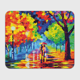Прямоугольный коврик для мышки с принтом Осенний бульвар , натуральный каучук | размер 230 х 185 мм; запечатка лицевой стороны | Тематика изображения на принте: art | blue | couple | green | lovers | orange | street | tree | umbrella | yellow | влюбленные | дерево | дождь | желтый | зеленый | зонт | искусство | картина | краски | красный | листья | масло | о | оранжевый | осенний | отражение