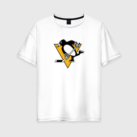 Женская футболка хлопок Oversize с принтом Evgeni Malkin Black , 100% хлопок | свободный крой, круглый ворот, спущенный рукав, длина до линии бедер
 | malkin | nhl | евгений малкин | малкин | нхл | пингвинз | питтсбург | питтсбург пингвинз | хоккей