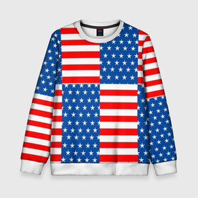 Детский свитшот 3D с принтом США , 100% полиэстер | свободная посадка, прямой крой, мягкая тканевая резинка на рукавах и понизу свитшота | Тематика изображения на принте: flag | stars | usa | usa flag | америка | американский флаг | звезды | надписи | полосы | сша | флаг | флаг сша