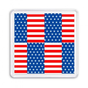 Магнит 55*55 с принтом США , Пластик | Размер: 65*65 мм; Размер печати: 55*55 мм | flag | stars | usa | usa flag | америка | американский флаг | звезды | надписи | полосы | сша | флаг | флаг сша