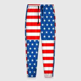 Мужские брюки 3D с принтом США , 100% полиэстер | манжеты по низу, эластичный пояс регулируется шнурком, по бокам два кармана без застежек, внутренняя часть кармана из мелкой сетки | flag | stars | usa | usa flag | америка | американский флаг | звезды | надписи | полосы | сша | флаг | флаг сша