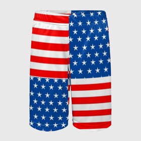 Детские спортивные шорты 3D с принтом США ,  100% полиэстер
 | пояс оформлен широкой мягкой резинкой, ткань тянется
 | flag | stars | usa | usa flag | америка | американский флаг | звезды | надписи | полосы | сша | флаг | флаг сша