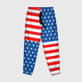 Детские брюки 3D с принтом США , 100% полиэстер | манжеты по низу, эластичный пояс регулируется шнурком, по бокам два кармана без застежек, внутренняя часть кармана из мелкой сетки | flag | stars | usa | usa flag | америка | американский флаг | звезды | надписи | полосы | сша | флаг | флаг сша