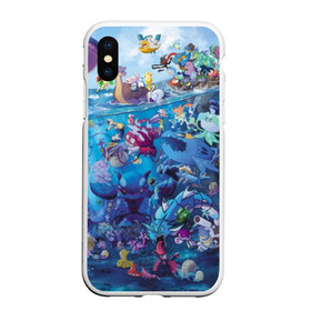 Чехол для iPhone XS Max матовый с принтом Water-Type Pokemon , Силикон | Область печати: задняя сторона чехла, без боковых панелей | Тематика изображения на принте: detective pikachu | instinct | mystic | pikachu | pokeball | pokemon | pokemon go | valor | вейлор | детектив пикачу | инстинкт | мистик | пикачу | покебол | покемон | покемон гоу