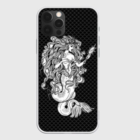 Чехол для iPhone 12 Pro Max с принтом Русалка с зеркалом , Силикон |  | beauty | black | body | cool | curls | fin | fish | goddess | hair | magic | mermaid | mirror | niida | scales | sea | siren | tail | white | белый | богиня | волосы | волшебство | зеркало | красотка | кудри | магия | море | нияда | плавник | прикольно | 