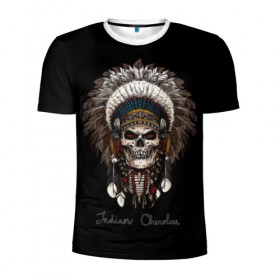 Мужская футболка 3D спортивная с принтом Череп с роучем , 100% полиэстер с улучшенными характеристиками | приталенный силуэт, круглая горловина, широкие плечи, сужается к линии бедра | cherokee | culture | ethnic | feathers | indian | national | navajo | roach | skeleton | skull | traditional | индеец | культура | навахо | национальный | перья | роуч | скелет | традиционный | череп | чероки | этнический
