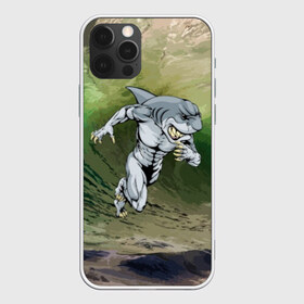 Чехол для iPhone 12 Pro Max с принтом Great White , Силикон |  | Тематика изображения на принте: brawn | element | fangs | foam | grin | jaw | ocean | run | shark | teeth | wave | акула | бег | волна | зубы | клыки | мускулы | океан | оскал | пена | стихия