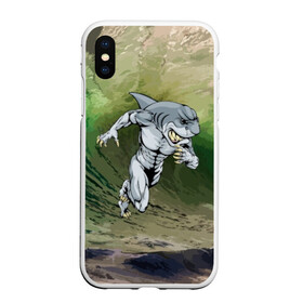 Чехол для iPhone XS Max матовый с принтом Great White , Силикон | Область печати: задняя сторона чехла, без боковых панелей | brawn | element | fangs | foam | grin | jaw | ocean | run | shark | teeth | wave | акула | бег | волна | зубы | клыки | мускулы | океан | оскал | пена | стихия