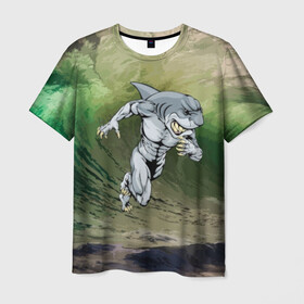 Мужская футболка 3D с принтом Great White , 100% полиэфир | прямой крой, круглый вырез горловины, длина до линии бедер | brawn | element | fangs | foam | grin | jaw | ocean | run | shark | teeth | wave | акула | бег | волна | зубы | клыки | мускулы | океан | оскал | пена | стихия