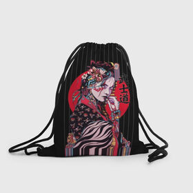 Рюкзак-мешок 3D с принтом Гейша , 100% полиэстер | плотность ткани — 200 г/м2, размер — 35 х 45 см; лямки — толстые шнурки, застежка на шнуровке, без карманов и подкладки | beauty | black | bright | character | cool | decorations | flowers | geisha | girl | hairstyle | japan | kimon | lines | red | stripes | woman | young | девушка | женщина | иероглиф | кимоно | красный | красотка | круто | линии | молодая | полосы 