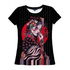 Женская футболка 3D с принтом Гейша , 100% полиэфир ( синтетическое хлопкоподобное полотно) | прямой крой, круглый вырез горловины, длина до линии бедер | beauty | black | bright | character | cool | decorations | flowers | geisha | girl | hairstyle | japan | kimon | lines | red | stripes | woman | young | девушка | женщина | иероглиф | кимоно | красный | красотка | круто | линии | молодая | полосы 