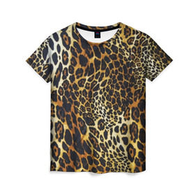 Женская футболка 3D с принтом Шкура леопарда , 100% полиэфир ( синтетическое хлопкоподобное полотно) | прямой крой, круглый вырез горловины, длина до линии бедер | animal | cheeky | dangerous | leopard | nature | pattern | predator | skin | spots | wild | дерзкий | дикий | животное | леопард | опасный | природа | пятна | узор | хищник