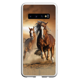 Чехол для Samsung Galaxy S10 с принтом Бегущие лошади , Силикон | Область печати: задняя сторона чехла, без боковых панелей | animal | color | dust | hooves | horse | mane | mustang | muzzle | nature | sky | speed | грива | животное | конь | копыта | лошадь | мустанг | небо | окрас | природа | пыль | скакун | скорость