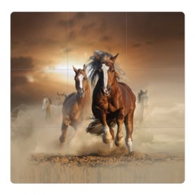 Магнитный плакат 3Х3 с принтом Бегущие лошади , Полимерный материал с магнитным слоем | 9 деталей размером 9*9 см | animal | color | dust | hooves | horse | mane | mustang | muzzle | nature | sky | speed | грива | животное | конь | копыта | лошадь | мустанг | небо | окрас | природа | пыль | скакун | скорость