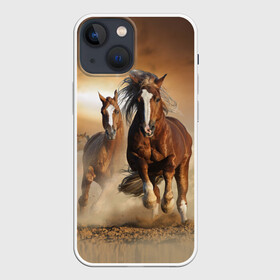 Чехол для iPhone 13 mini с принтом Бегущие лошади ,  |  | animal | color | dust | hooves | horse | mane | mustang | muzzle | nature | sky | speed | грива | животное | конь | копыта | лошадь | мустанг | небо | окрас | природа | пыль | скакун | скорость