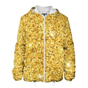 Мужская куртка 3D с принтом Золотые блестки , ткань верха — 100% полиэстер, подклад — флис | прямой крой, подол и капюшон оформлены резинкой с фиксаторами, два кармана без застежек по бокам, один большой потайной карман на груди. Карман на груди застегивается на липучку | bright | cool | glitter | gold | gold glitter | luxury | shine | sparkle | yellow | глиттер | желтый | золото | золотые блёстки | прикольно | роскошь | сверкать | сияние | ярко