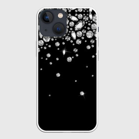 Чехол для iPhone 13 mini с принтом Бриллианты ,  |  | black | cut | diamond | gem | glitter | jewel | luxury | shine | white | алмаз | белый | блеск | бриллиант | диамант | драгоценность | драгоценный камень | люкс | огранка | роскошь | сияние | черный