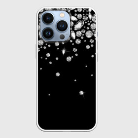 Чехол для iPhone 13 Pro с принтом Бриллианты ,  |  | black | cut | diamond | gem | glitter | jewel | luxury | shine | white | алмаз | белый | блеск | бриллиант | диамант | драгоценность | драгоценный камень | люкс | огранка | роскошь | сияние | черный