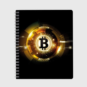 Тетрадь с принтом Золотой биткоин , 100% бумага | 48 листов, плотность листов — 60 г/м2, плотность картонной обложки — 250 г/м2. Листы скреплены сбоку удобной пружинной спиралью. Уголки страниц и обложки скругленные. Цвет линий — светло-серый
 | bitcoin | black | business | coin | digital | electronic | emblem | future | golden | money | power | symbol | technology | web | yellow | бизнес | биткоин | будущее | валюта | веб | власть | деньги | желтый | жетон | золотой | криптовалюта | монета | сим