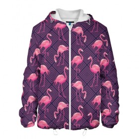 Мужская куртка 3D с принтом Фламинго , ткань верха — 100% полиэстер, подклад — флис | прямой крой, подол и капюшон оформлены резинкой с фиксаторами, два кармана без застежек по бокам, один большой потайной карман на груди. Карман на груди застегивается на липучку | Тематика изображения на принте: abstraction | beak | bird | fauna | feathers | flamingo | flora | geometry | happiness | nature | pink | purple | tropical | tropics | абстракция | геометрия | клюв | перья | природа | птица | розовый | счастье | тропики | тропический | фауна | фиолетовый