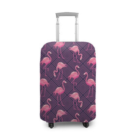 Чехол для чемодана 3D с принтом Фламинго , 86% полиэфир, 14% спандекс | двустороннее нанесение принта, прорези для ручек и колес | Тематика изображения на принте: abstraction | beak | bird | fauna | feathers | flamingo | flora | geometry | happiness | nature | pink | purple | tropical | tropics | абстракция | геометрия | клюв | перья | природа | птица | розовый | счастье | тропики | тропический | фауна | фиолетовый