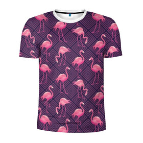 Мужская футболка 3D спортивная с принтом Фламинго , 100% полиэстер с улучшенными характеристиками | приталенный силуэт, круглая горловина, широкие плечи, сужается к линии бедра | abstraction | beak | bird | fauna | feathers | flamingo | flora | geometry | happiness | nature | pink | purple | tropical | tropics | абстракция | геометрия | клюв | перья | природа | птица | розовый | счастье | тропики | тропический | фауна | фиолетовый