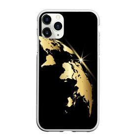 Чехол для iPhone 11 Pro Max матовый с принтом Золотая планета , Силикон |  | black | continent | earth | gold | map | planet | radiance | ray | world | земля | золото | карта | континент | луч | материк | мир | планета | сияние | черный