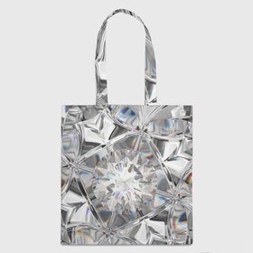 Шоппер 3D с принтом Бриллиантовый блеск , 100% полиэстер | Плотность: 200 г/м2; Размер: 34×35 см; Высота лямок: 30 см | cut | diamond | gem | glitter | jewel | kaleidoscope | luxury | shine | sparkle | white | алмаз | белый | блеск | бриллиант | диамант | драгоценность | драгоценный камень | калейдоскоп | люкс | огранка | роскошь | сверкать | сияние