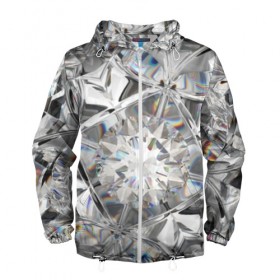 Мужская ветровка 3D с принтом Бриллиантовый блеск , 100% полиэстер | подол и капюшон оформлены резинкой с фиксаторами, два кармана без застежек по бокам, один потайной карман на груди | cut | diamond | gem | glitter | jewel | kaleidoscope | luxury | shine | sparkle | white | алмаз | белый | блеск | бриллиант | диамант | драгоценность | драгоценный камень | калейдоскоп | люкс | огранка | роскошь | сверкать | сияние
