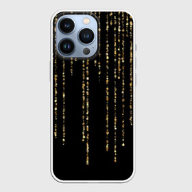 Чехол для iPhone 13 Pro с принтом Золотой глиттер ,  |  | black | christmas | confetti | decoration | garland | glitter | gold | holiday | lines | new year | rain | shimmer | shining | sparkle | блеск | блёстки | гирлянда | глиттер | дождь | золото | конфетти | линии | мерцание | новый год | праздник | рождество