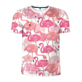 Мужская футболка 3D спортивная с принтом Фламинго , 100% полиэстер с улучшенными характеристиками | приталенный силуэт, круглая горловина, широкие плечи, сужается к линии бедра | Тематика изображения на принте: abstraction | beak | bird | coral | fauna | feathers | flamingo | flora | happiness | jungle | leaves | nature | pink | tropical | tropics | white | абстракция | белый | джунгли | клюв | коралловый | листья | перья | природа | птица | розовый | счастье | 