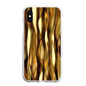 Чехол для iPhone XS Max матовый с принтом Золотые волны , Силикон | Область печати: задняя сторона чехла, без боковых панелей | abstraction | cool | glitter | gold | lines | luxury | metal | ribbons | shine | texture | абстракция | блеск | волны | золото | круто | ленты | линии | металл | прикольно | роскошь | сиять | текстура