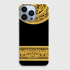 Чехол для iPhone 13 Pro с принтом Золотой орнамент ,  |  | black | circle | curlicues | decor | glitter | gold | gold ornament | lux | luxury | monograms | pattern | yellow | блеск | вензеля | декор | желтый | завитушки | золото | золотой орнамент | круг | люкс | роскошь | узор | черный